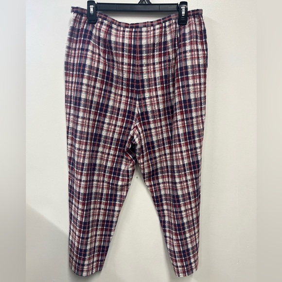 Talbots Blue and White Ankle Cropped Pants women plus size 14 Cotton Seersucker - Picture 3 of 10